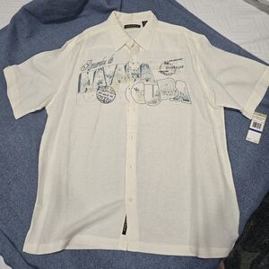 Men's Cubavera Conga Button Down Linen Shirt - SIZE XL - NWT